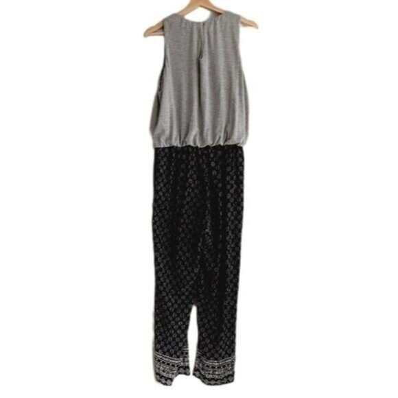 HEI HEI \ Rhodes Anthropologie Sleeveles Crop Jumpsuit Grey & Black Sz S - Picture 5 of 14